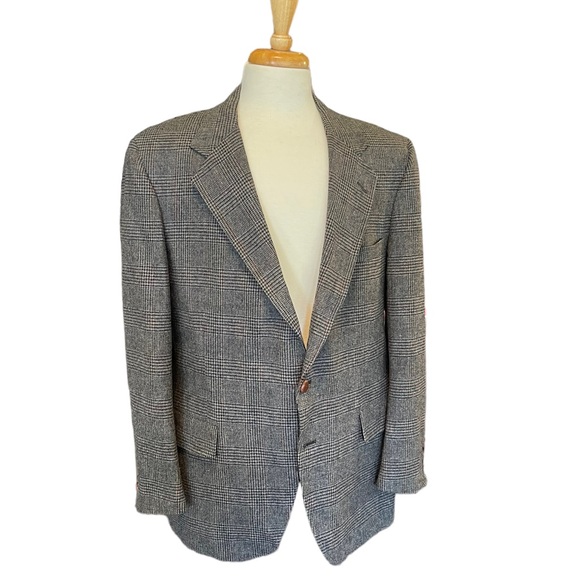 Pendleton Vintage Dark Gray Plaid Wool Blazer 44